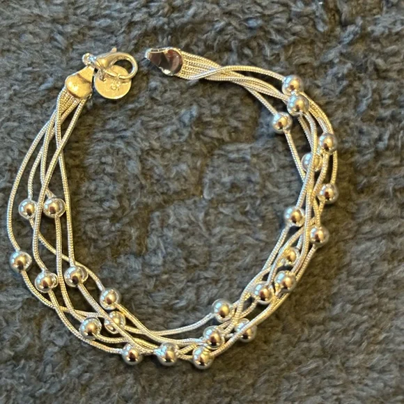Sterling Silver 925 Elegant Silver Beaded Bracelet - Picture 2 of 8